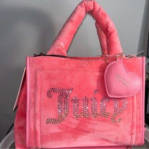 Juicy Couture Pink Lemonade Big Spender Tote Bag with bag charm